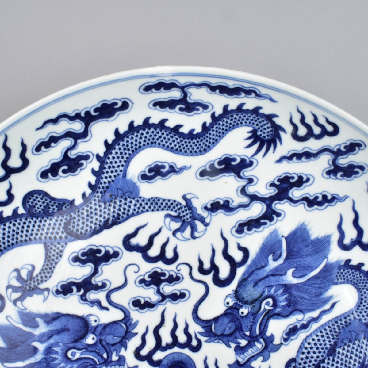Blue and White "Dragon" Dish Guangxu Mark