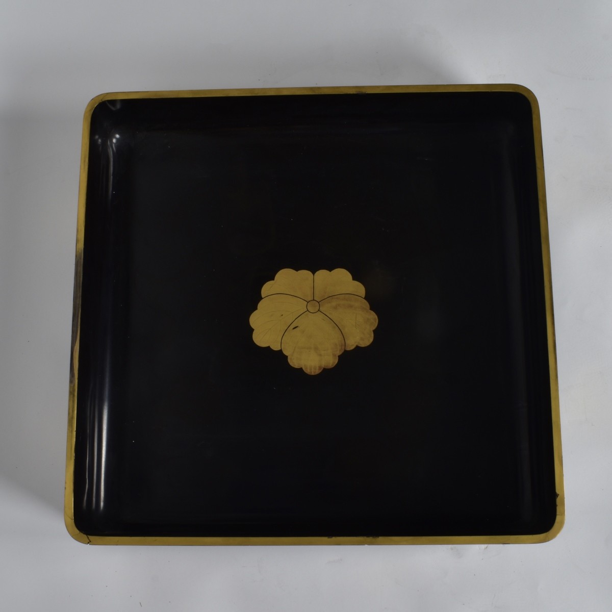 Vintage Japanese Black Lacquer Tray w/ Stand