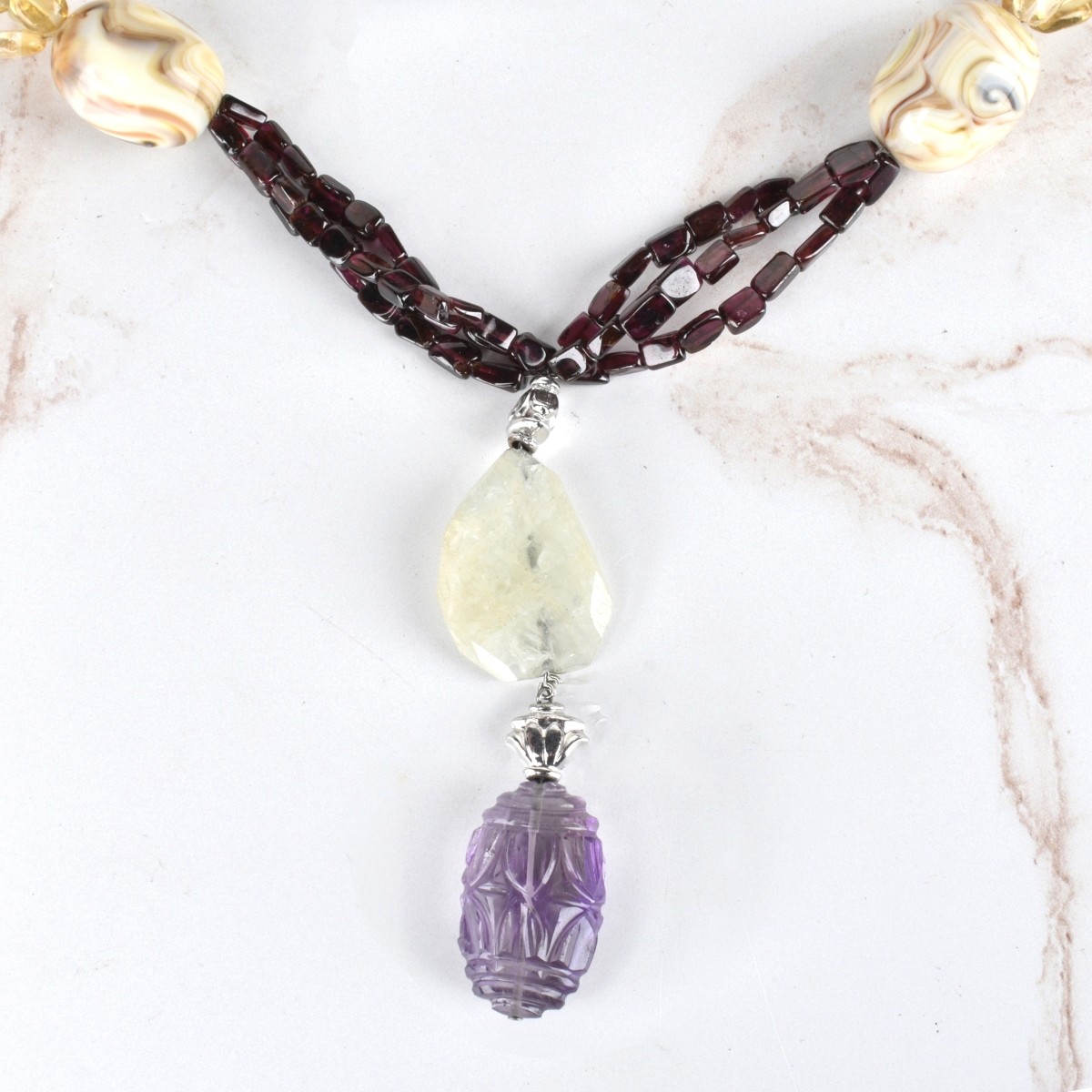 Citrine, Topaz, Amethyst and Agate Necklace