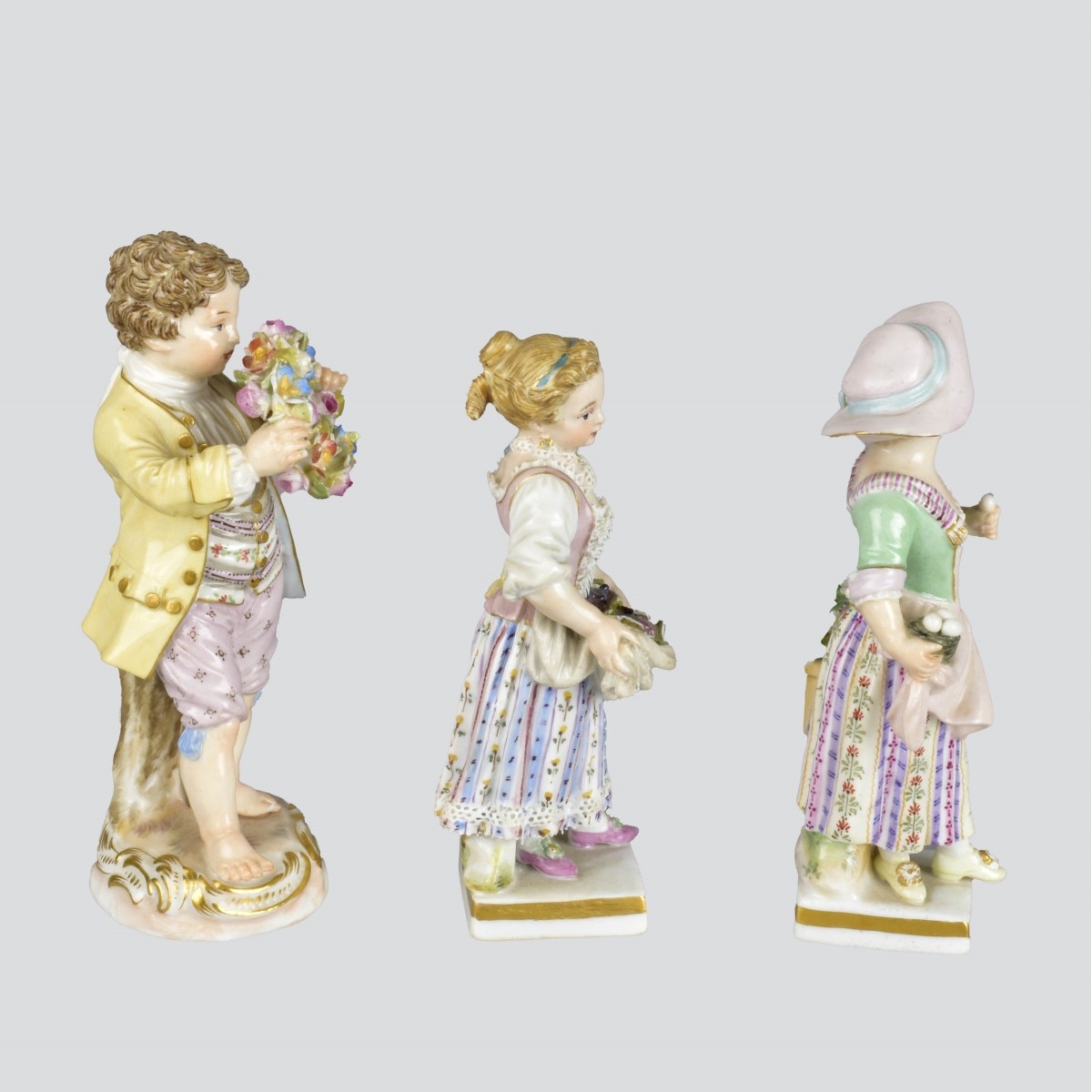 Three (3) Meissen Antique Miniature Figures