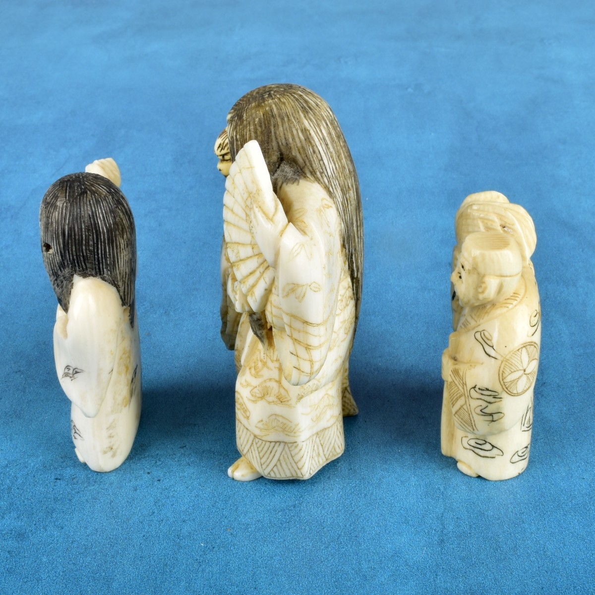 Three Antique Japanese Miniature Figurines