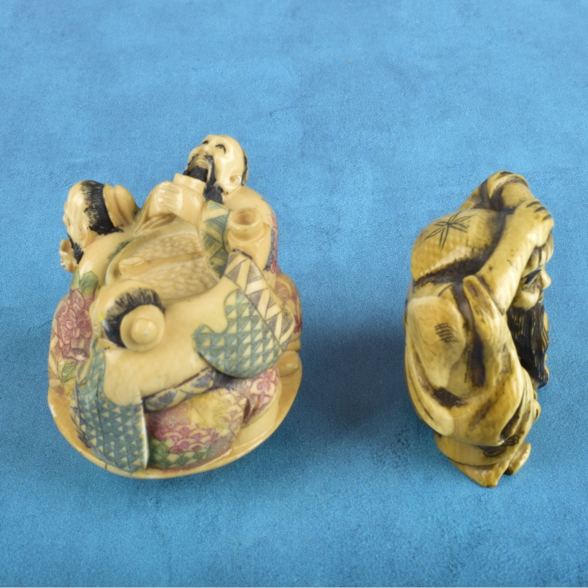 Two Antique Japanese Carved Figurines