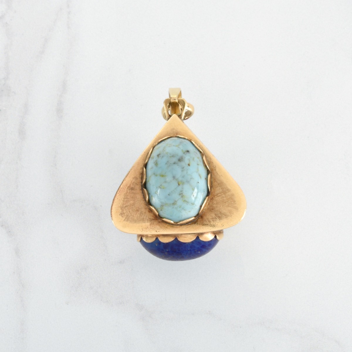 Lapis, Turquoise and 14K Pendant