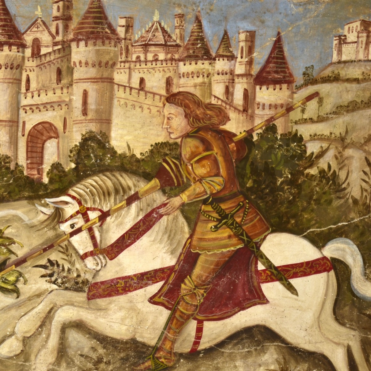 Fresco Style Painting Saint George & the Dragon