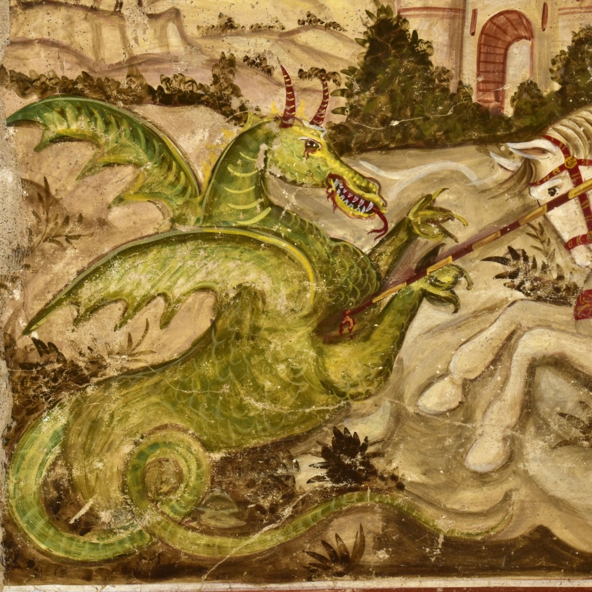 Fresco Style Painting Saint George & the Dragon