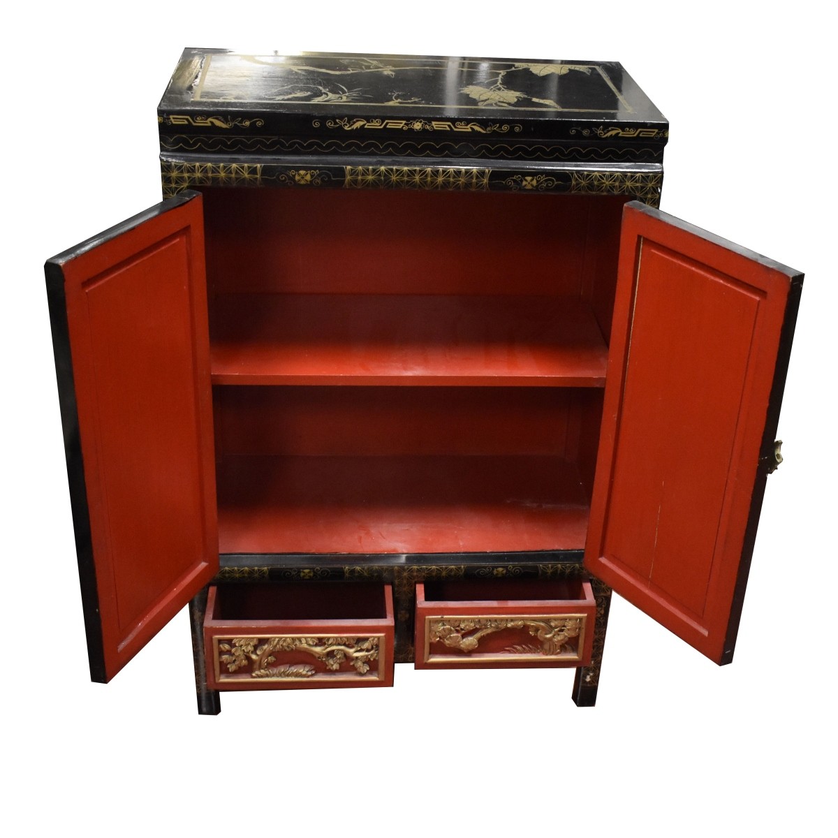 Chinese Lacquer Wood Cabinet