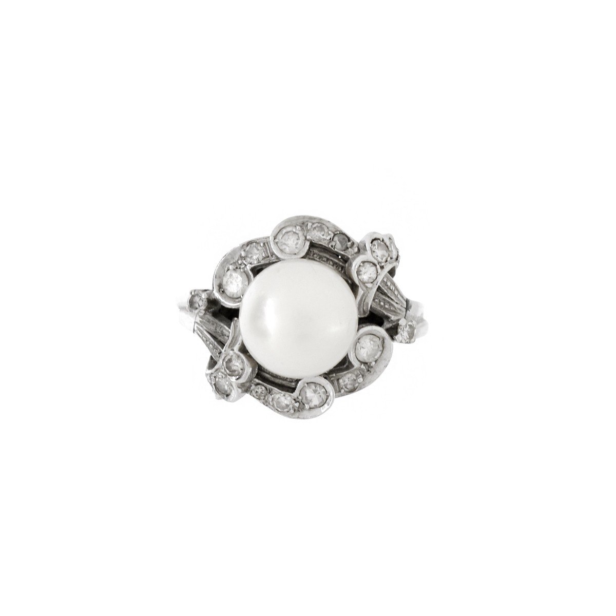 Pearl, Diamond and 14K Ring & Earrings