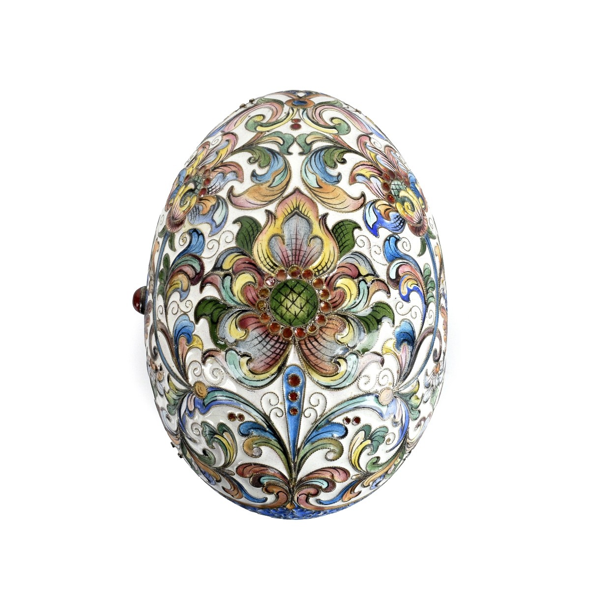Russian Enamel Silver Gilt Easter Egg