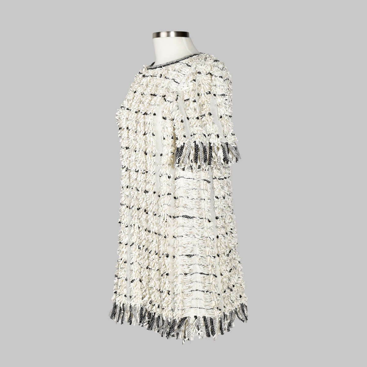 Chanel White Fringe Tweed Dress