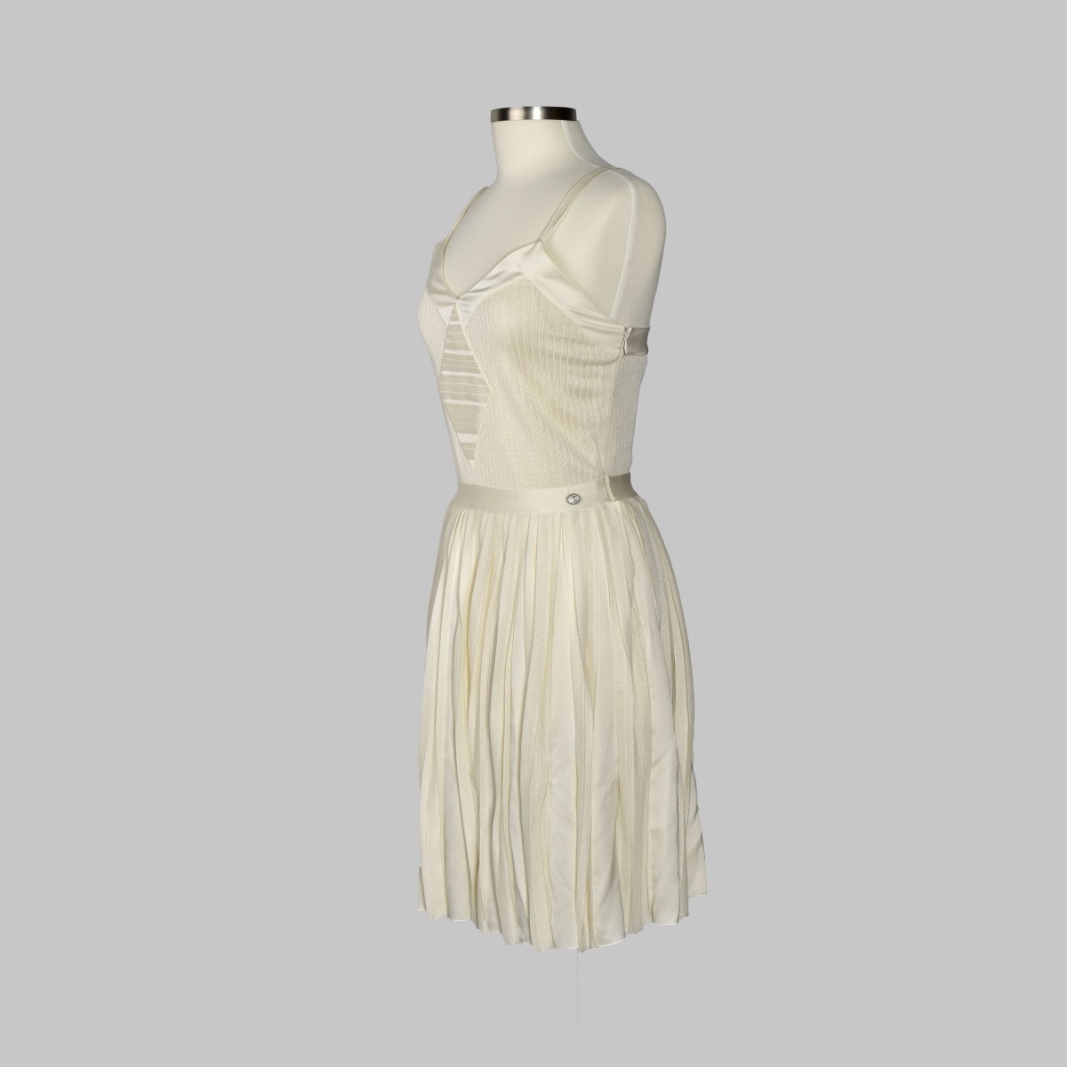 Chanel White Knit Spaghetti Strap Dress
