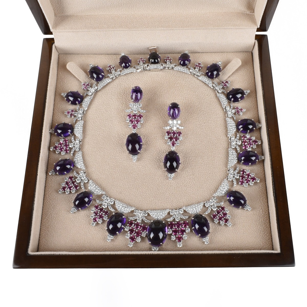 Amethyst, Rubelite, Diamond, 18K Necklace