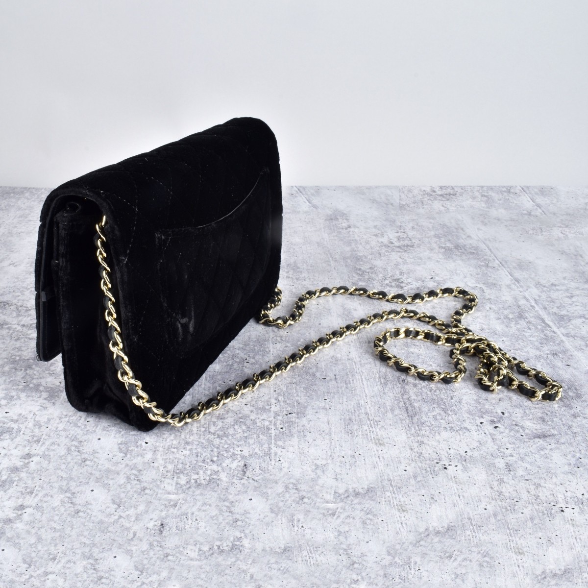 Chanel Black Quilted Suede Crossbody Bag