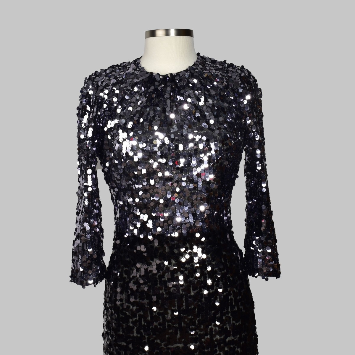 Dolce & Gabbana Black Sequin Midi Dress