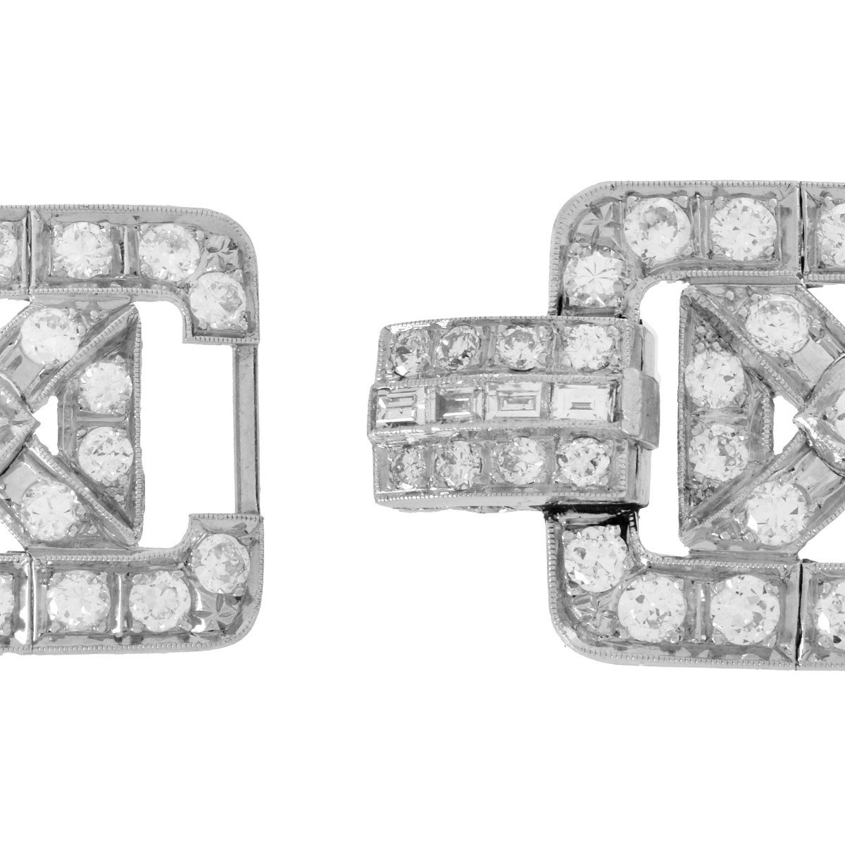 Deco Diamond and Platinum Bracelet