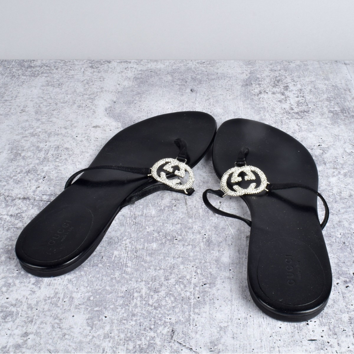 Gucci Double G Crystal Thong Sandals