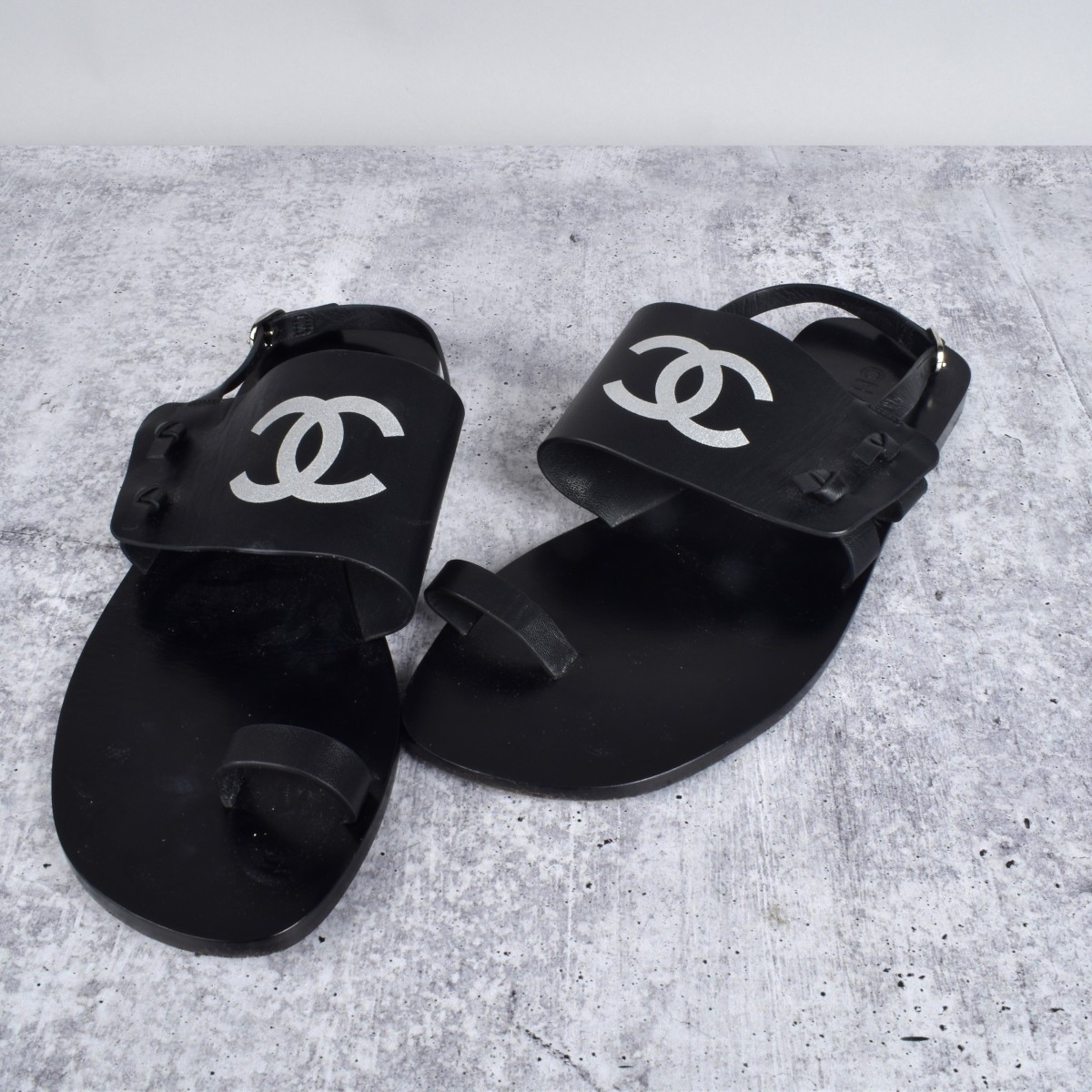 Chanel Black Leather Sandal