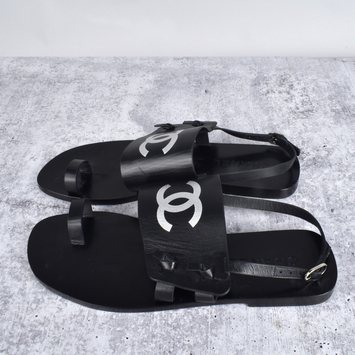 Chanel Black Leather Sandal