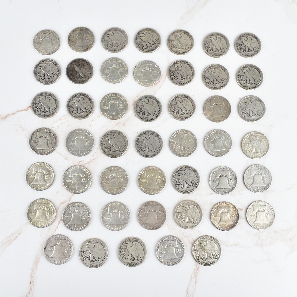 (47) U.S. Silver Half Dollars