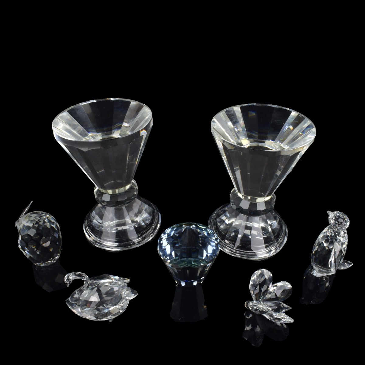 Seven Vintage Swarovski Crystal Tableware