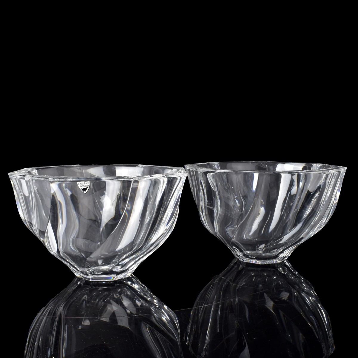 Pair of Orrefors Crystal Bowls