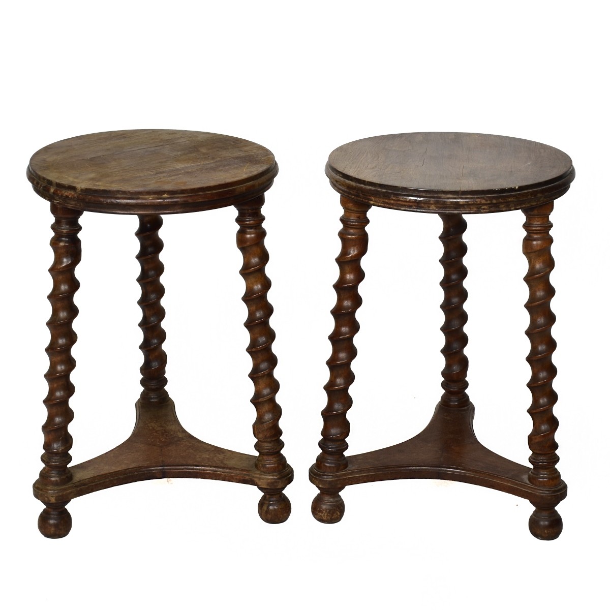 Pair of Antique Carved Oak End Tables
