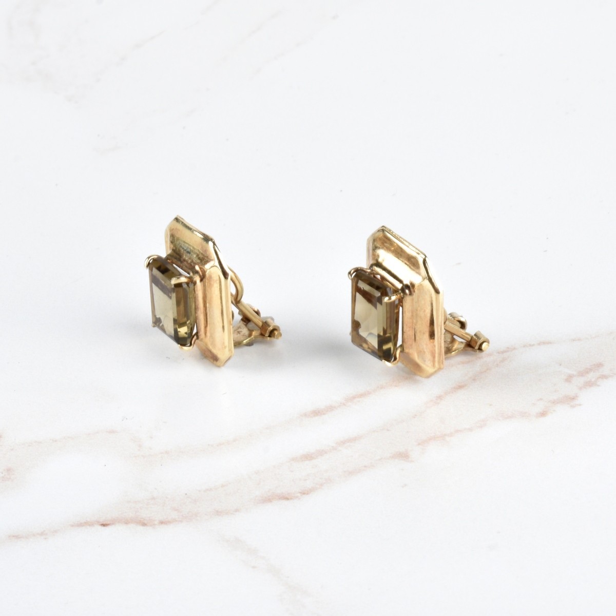 Topaz and 14K Ear Clips