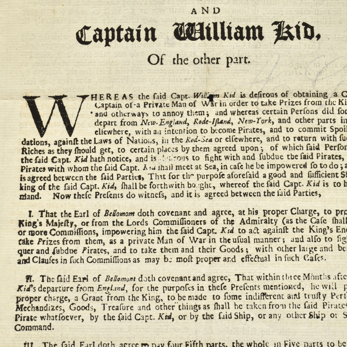 Articles of Agreement, Captain William Kidd