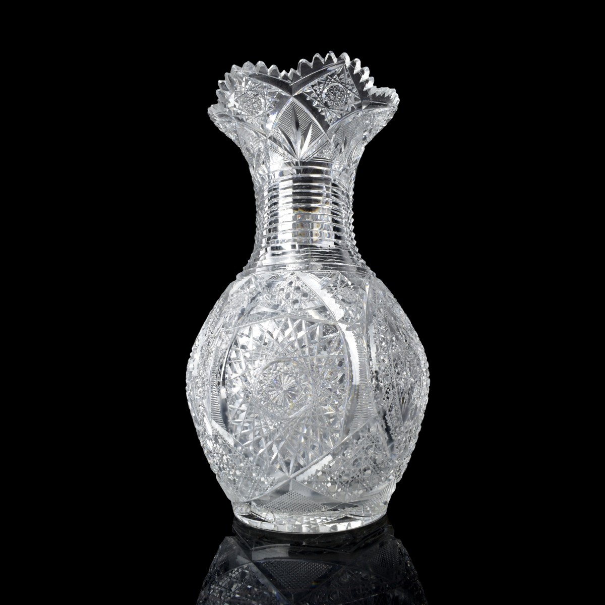 Large Antique Fine Cut Crystal Vase