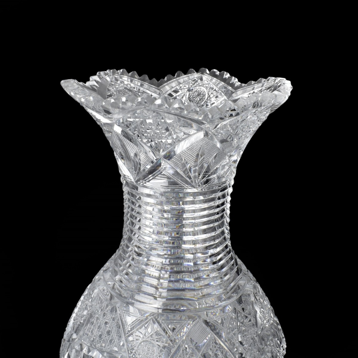 Large Antique Fine Cut Crystal Vase