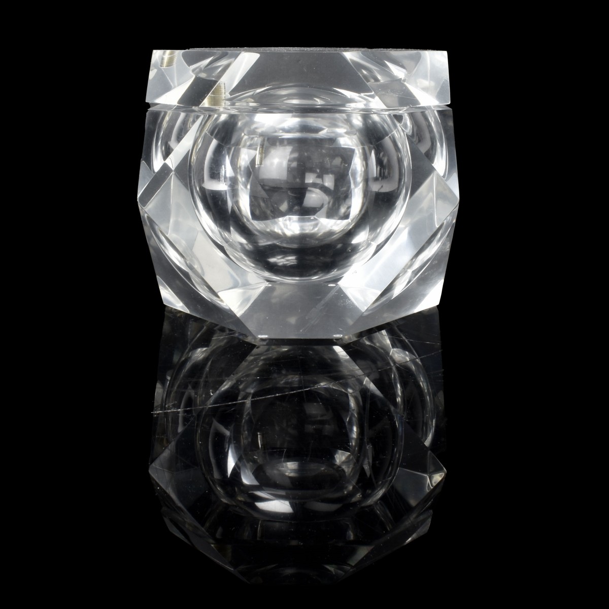 Vintage Boho Faceted Lucite Ice Bucket