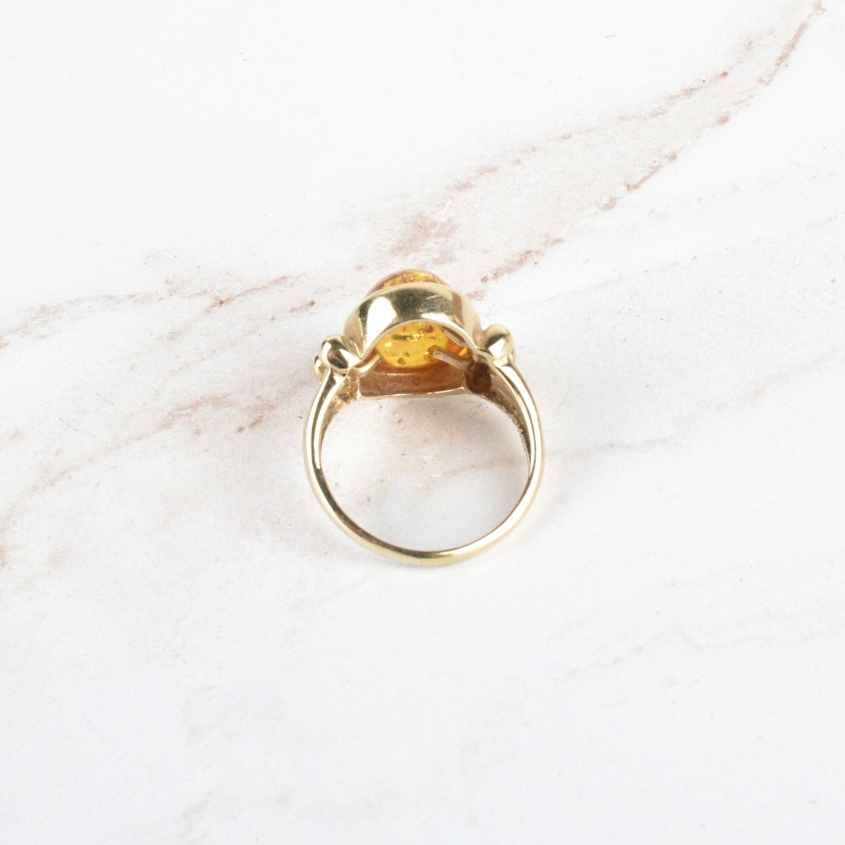 Amber and 14K Ring