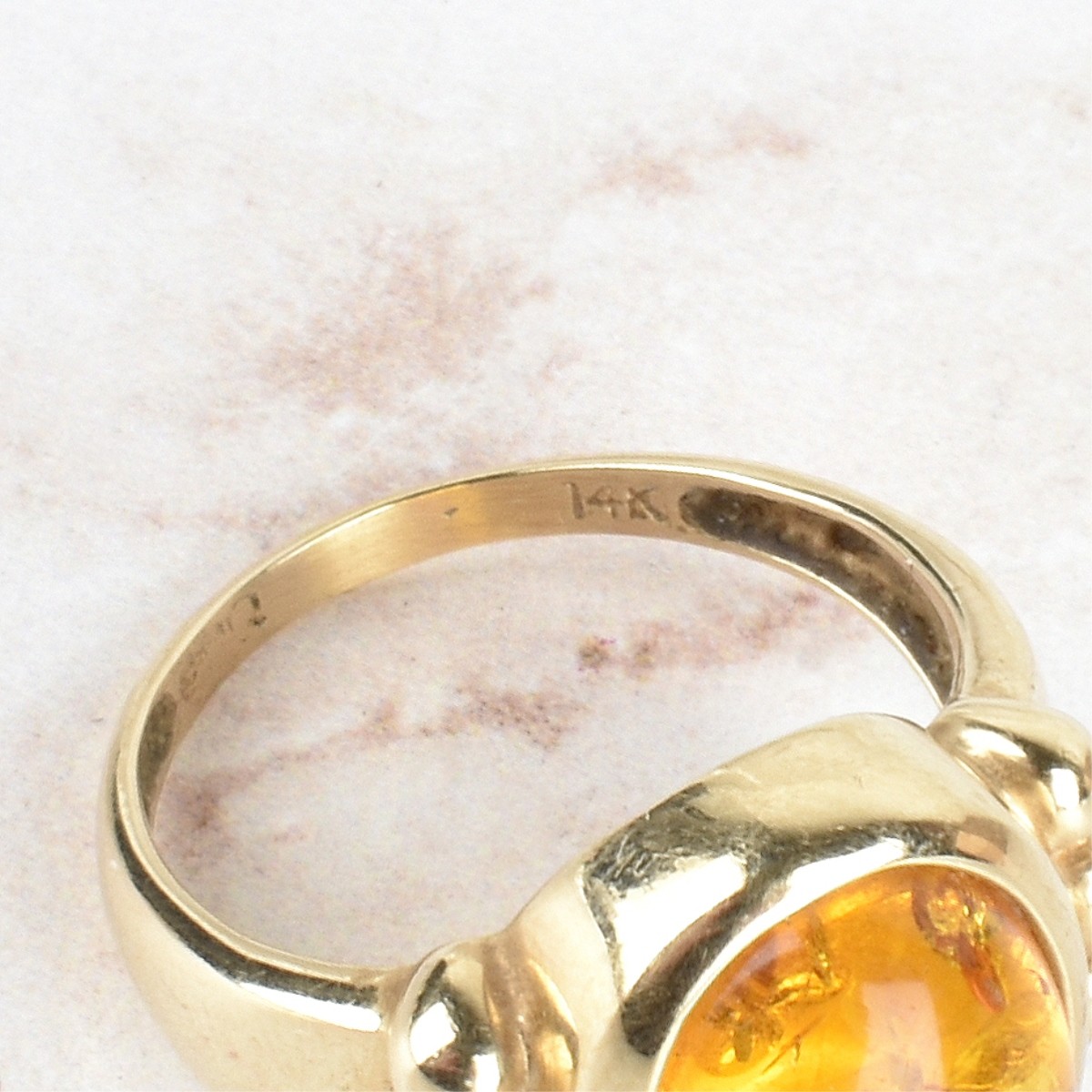 Amber and 14K Ring