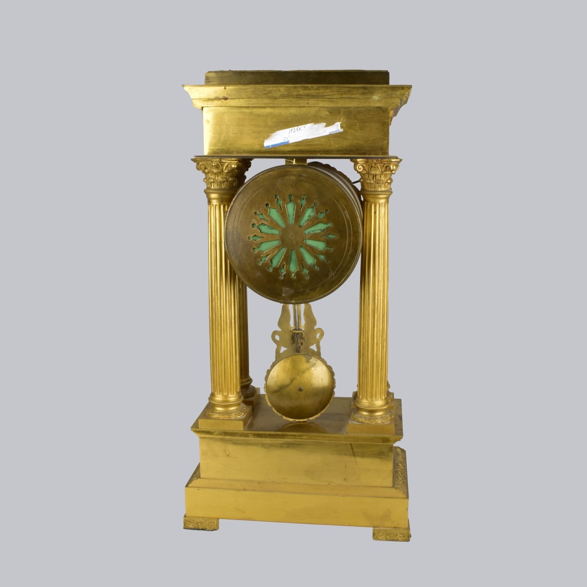 Antique Empire Style Bronze Portico Clock