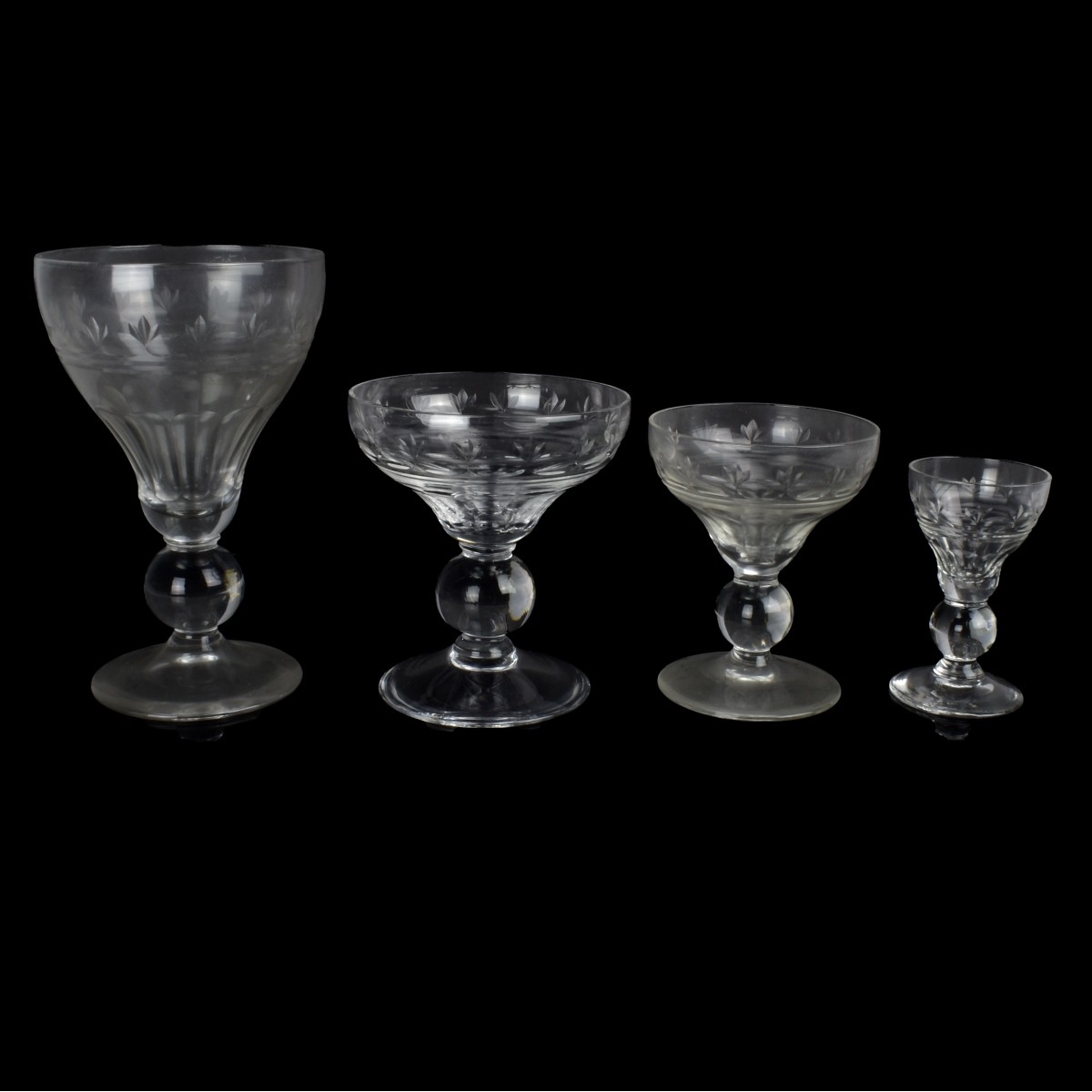 Forty Two Tiffany Crystal Etched Dessert Goblets