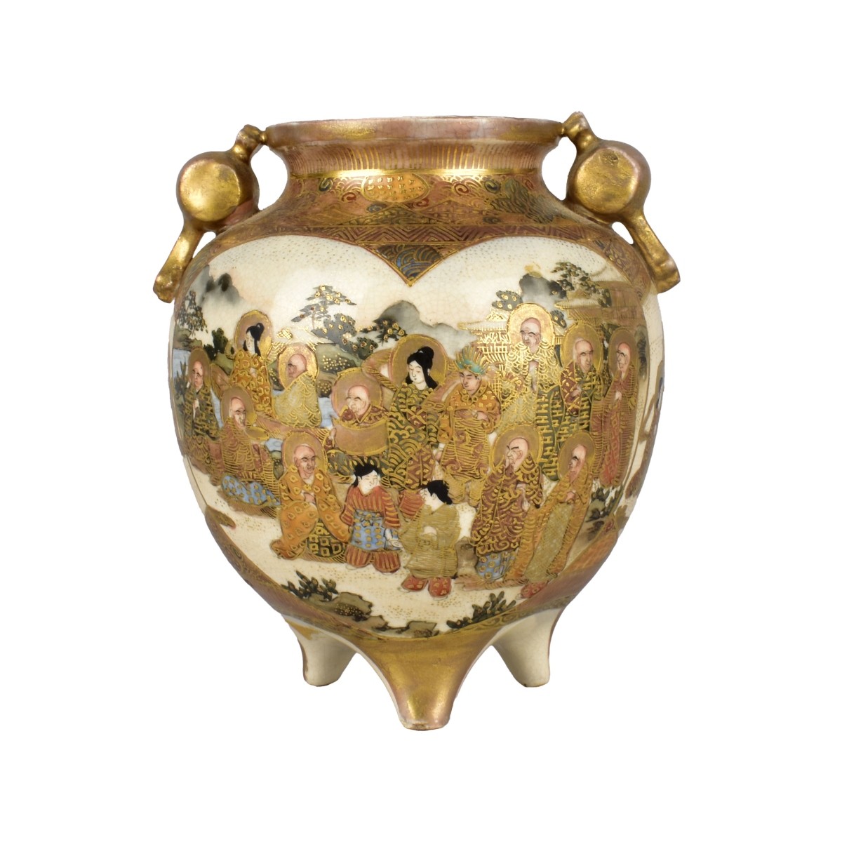19th C. Japanese Satsuma Footed Vase