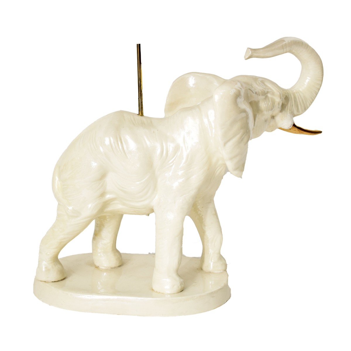 Italian Pottery Elephant Lamp with Beaded Shade