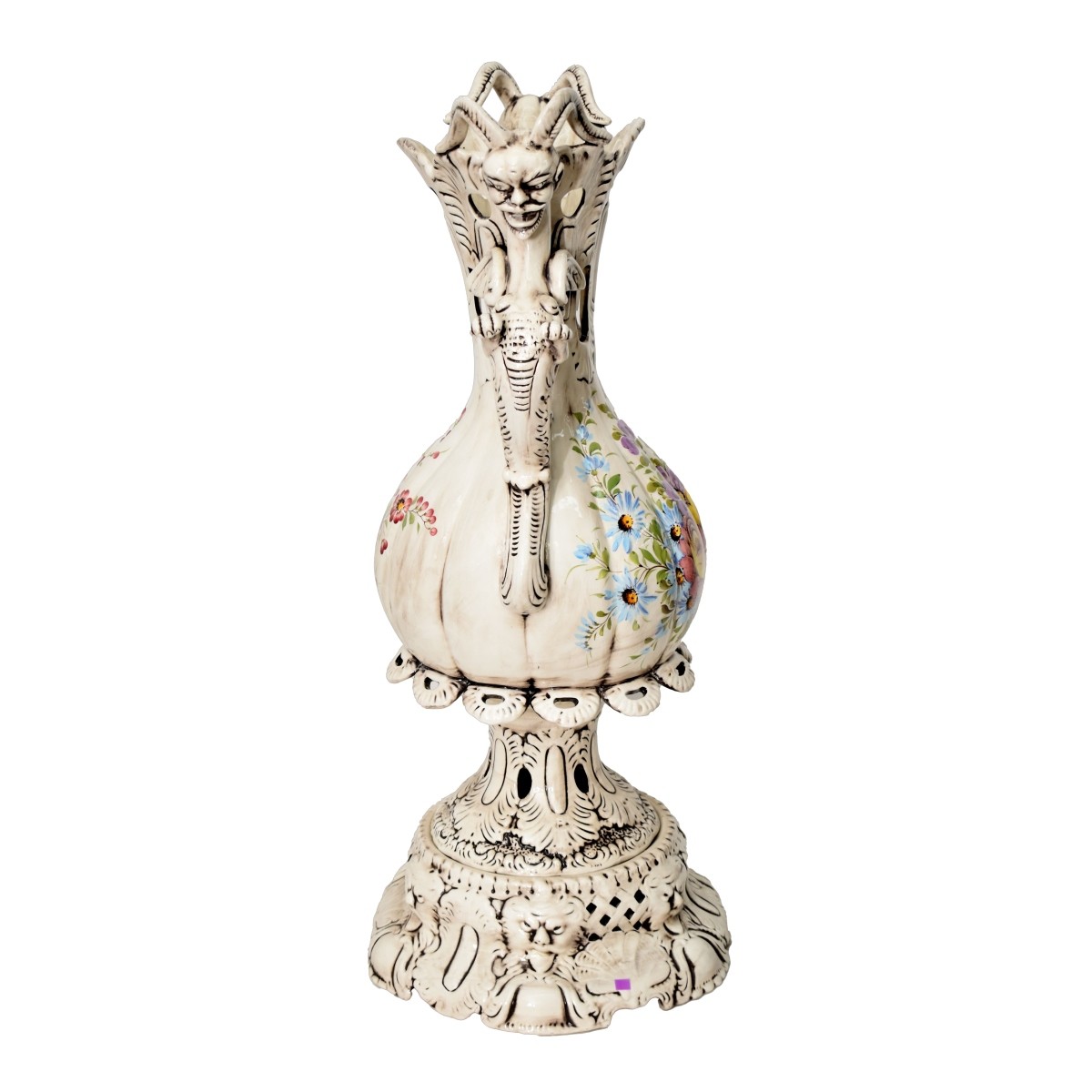 Lg Capodimonte Ewer with Griffin Handles
