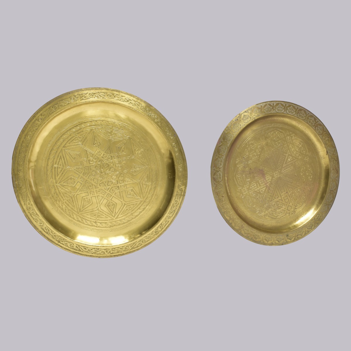 Two (2) Lg. Brass Moroccan Trays