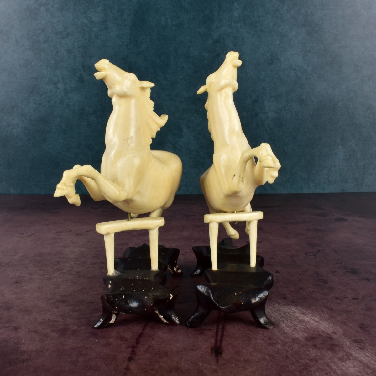 Pair of Chinese Carved Horses
