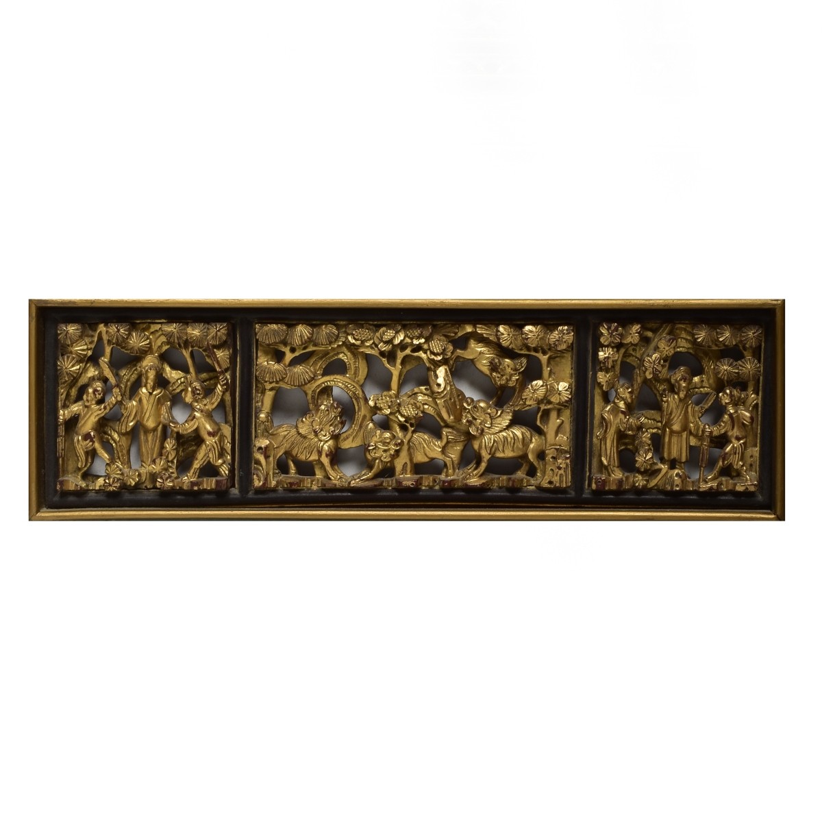 Two Framed Chinese Deep Relief Carved Panels