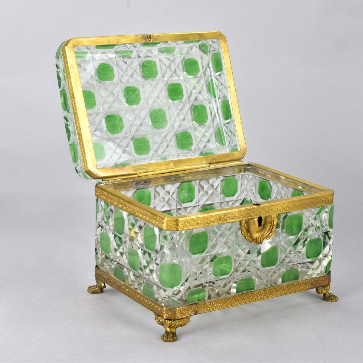 Antique French Glass Casket Box