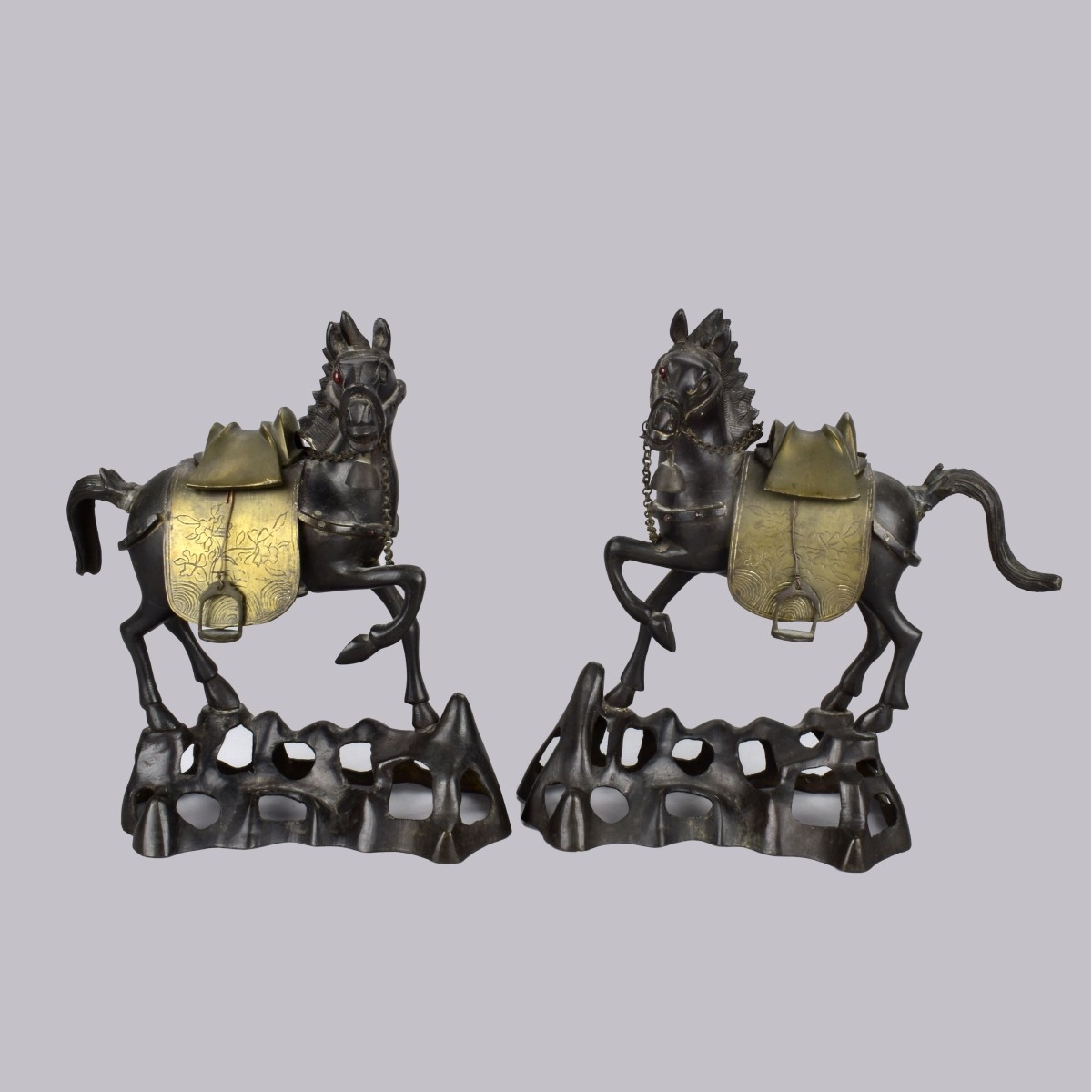Pair of Chinese Tang Style Bronze Incense Burners