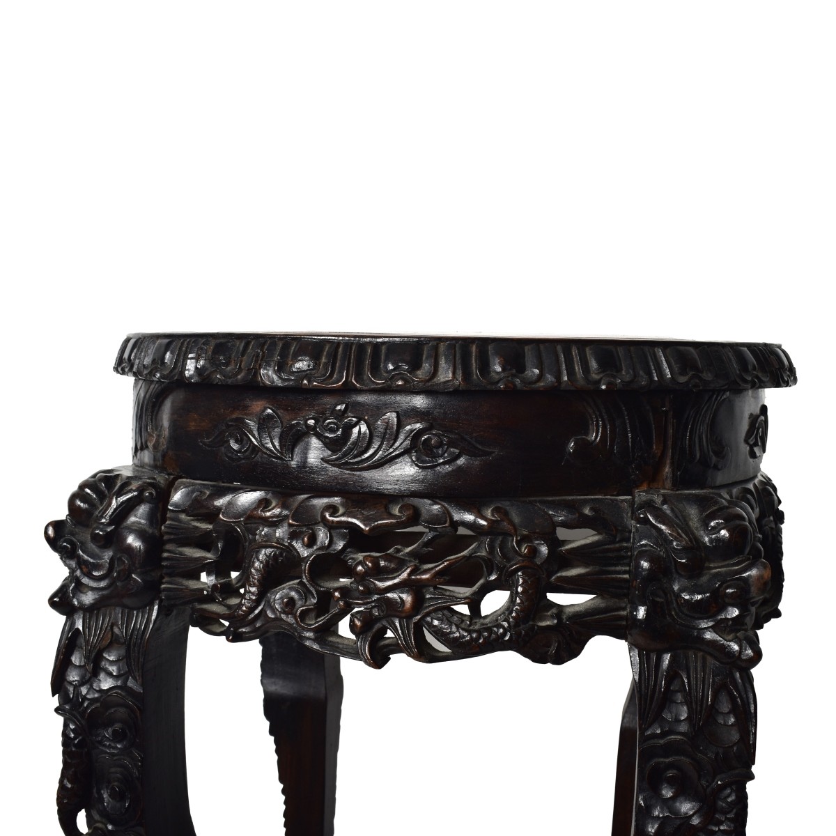Chinese Marble & Hardwood Pedestal