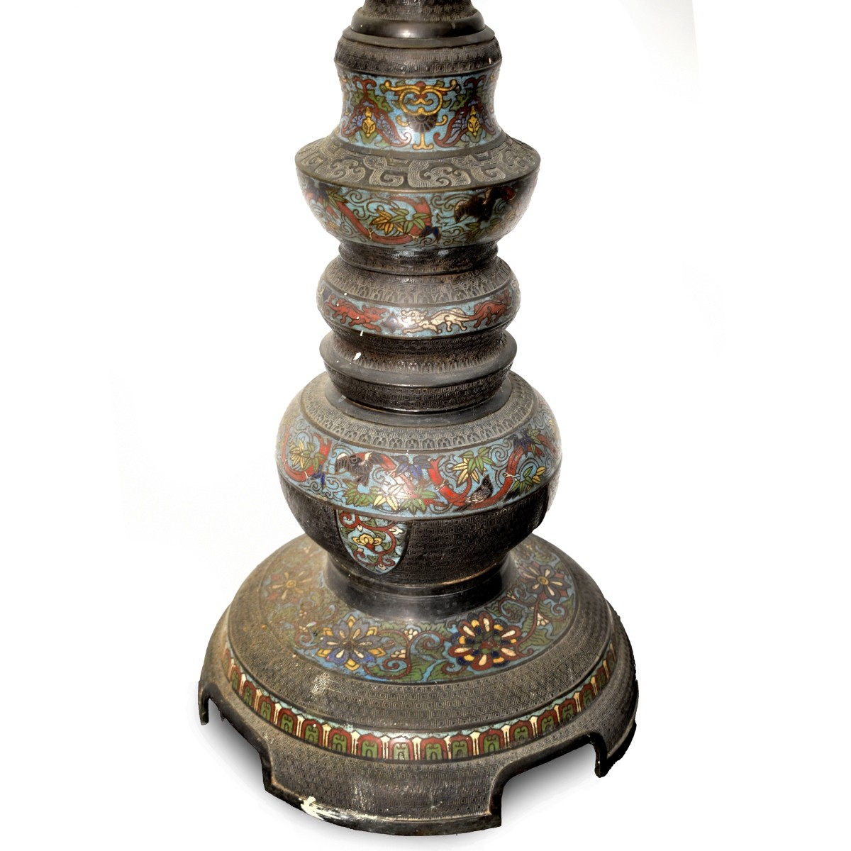 Antique Chinese Cloisonne Floor Lamp