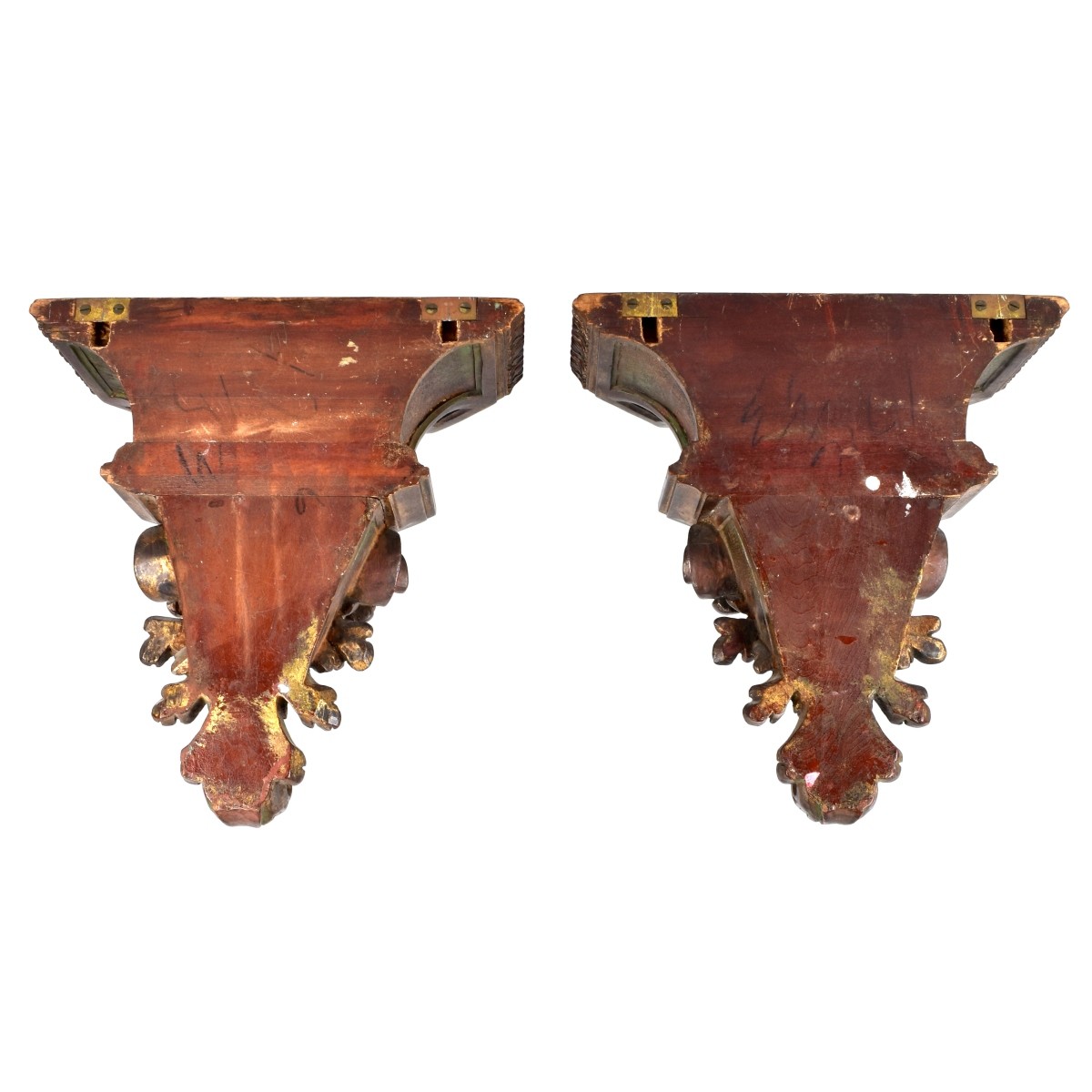 Pair of Carved Wood Wall Brackets