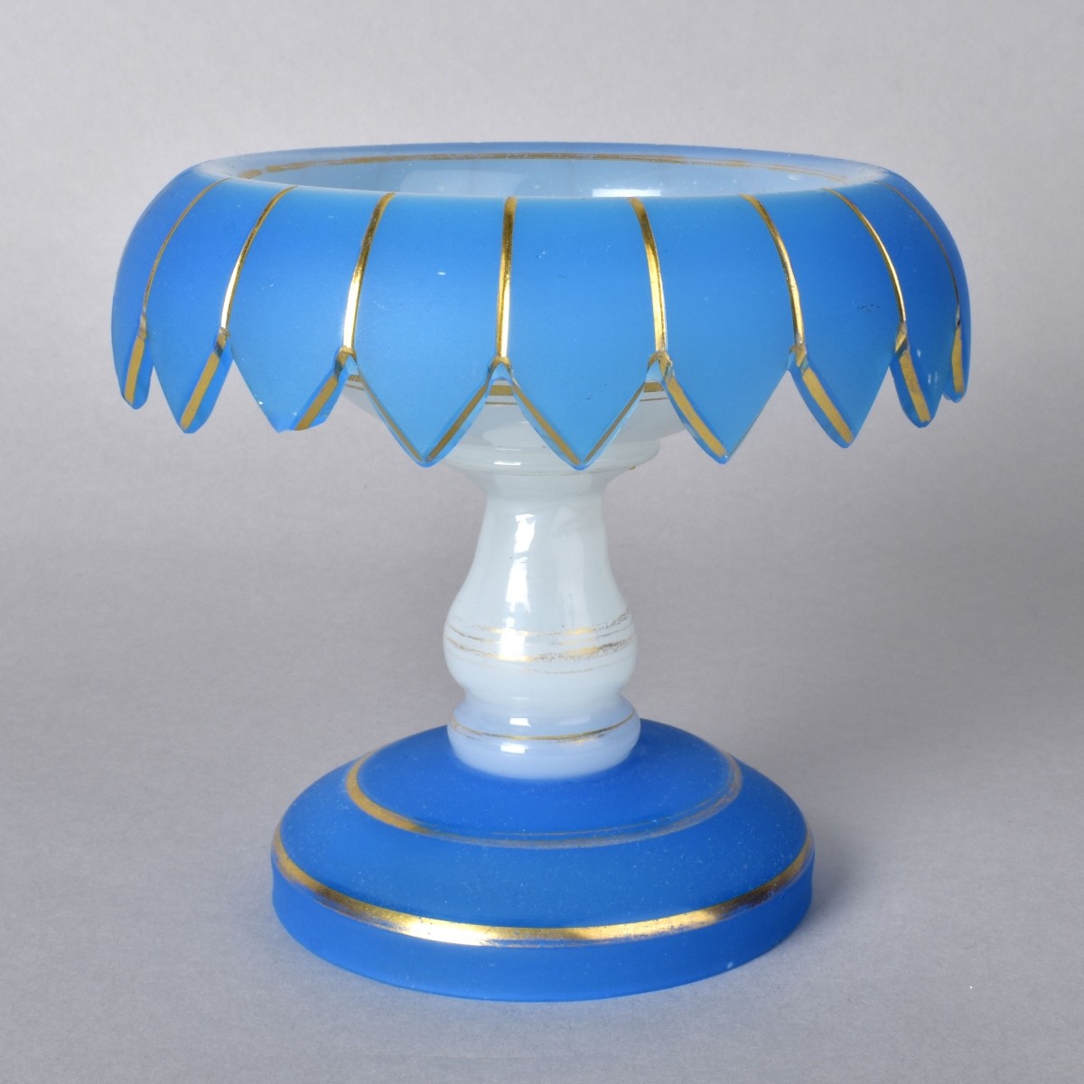 Antique Blue French Opaline Compote