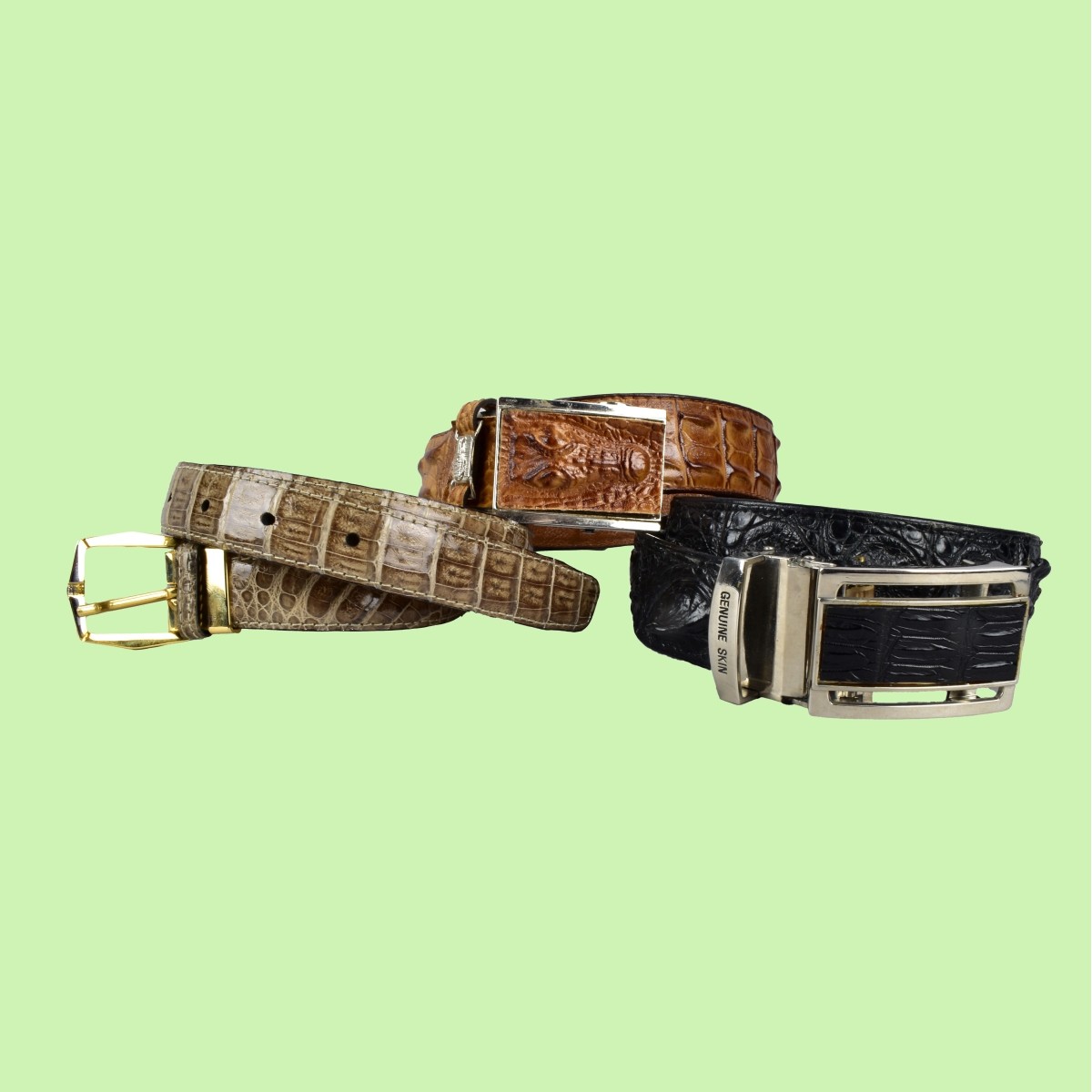 3 Belts Leather Reptile