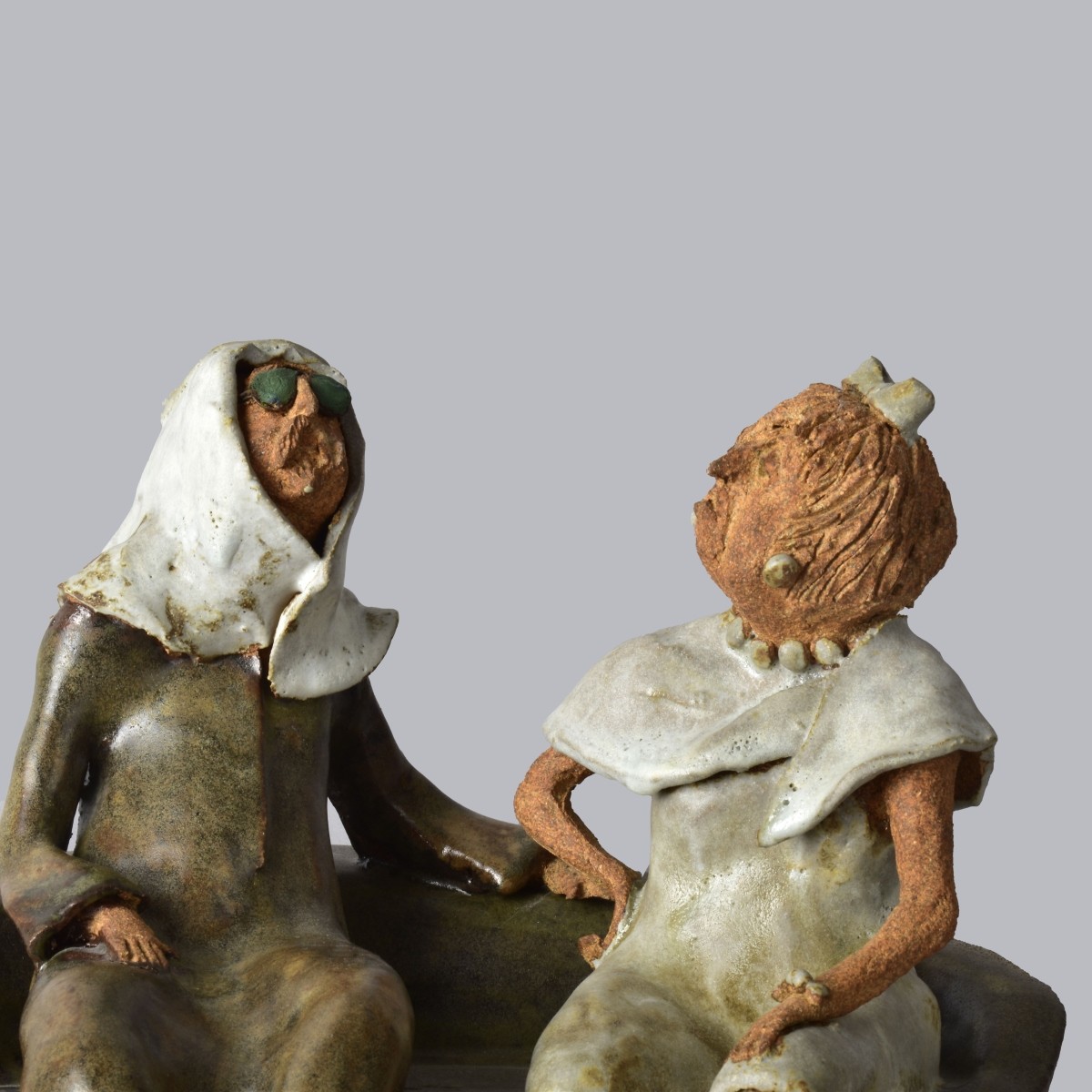 Artisan Clay Middle Eastern Couple Sculpture