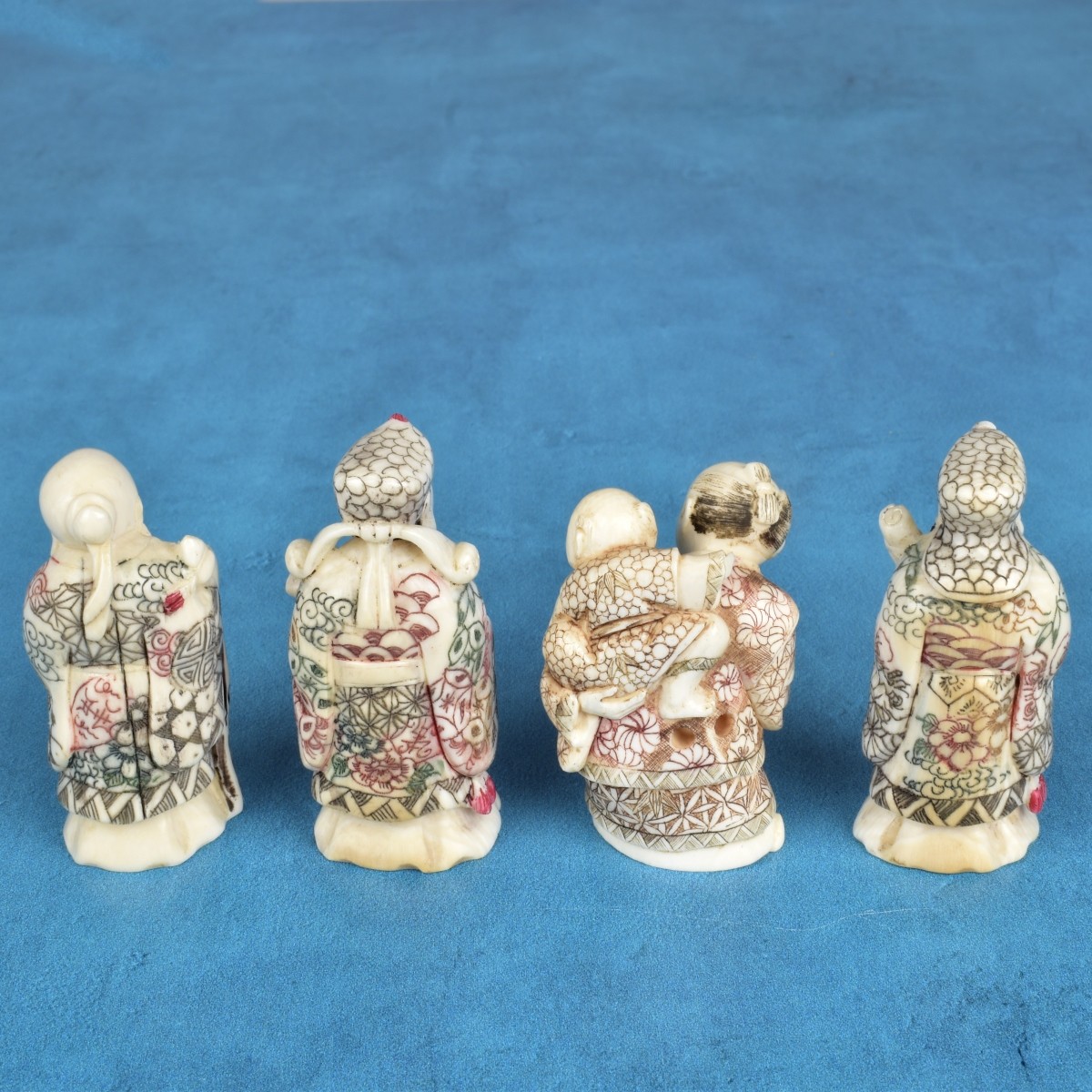 Asian Polychrome Carved Miniature Figurines