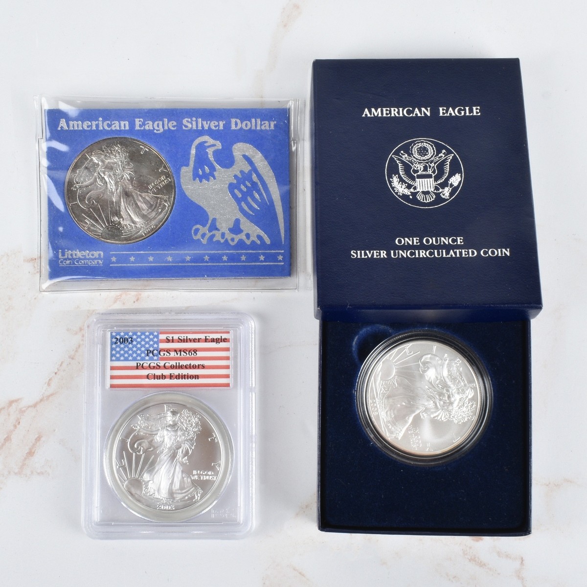 US $1 Silver Eagle Coins.